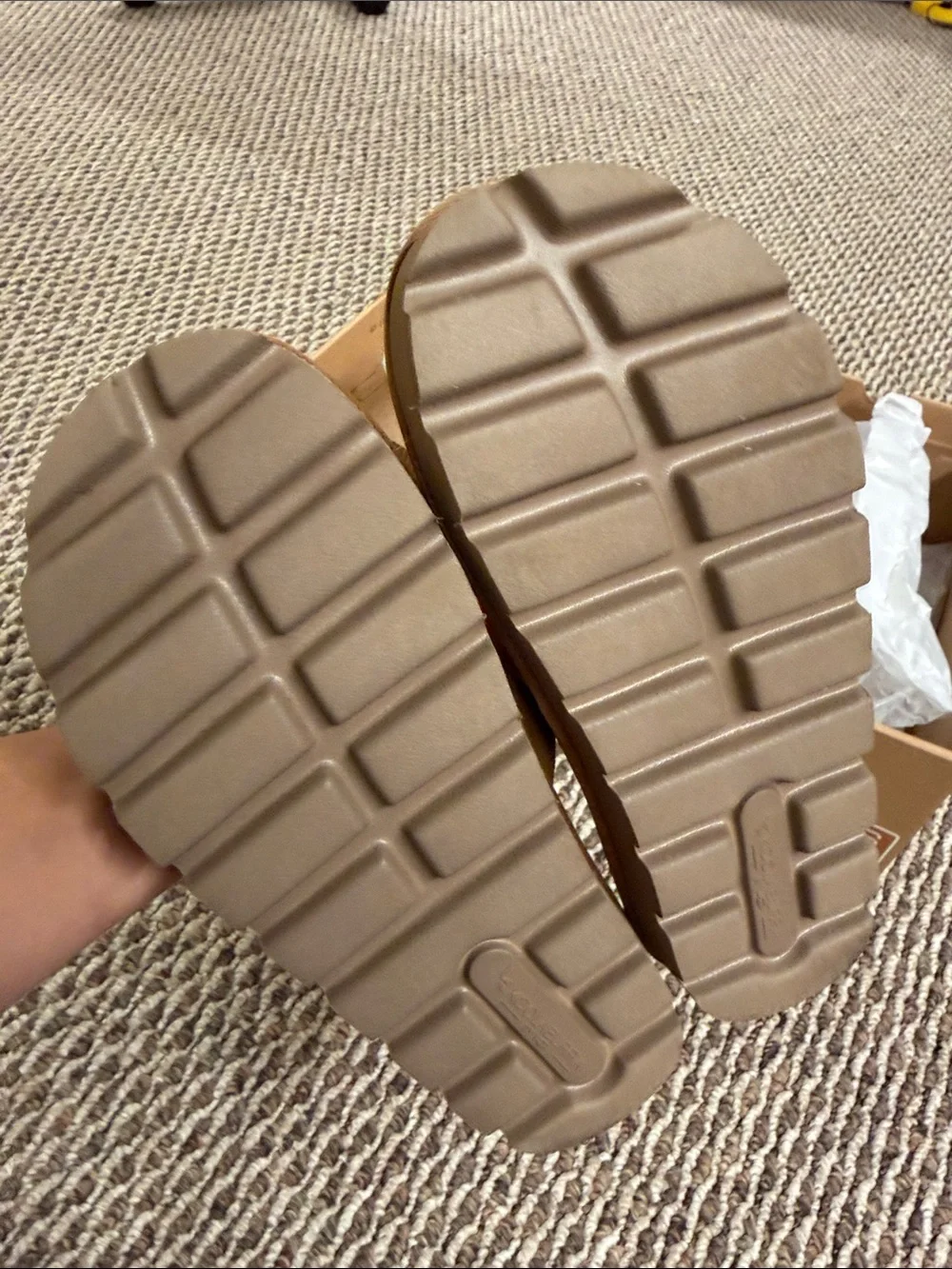 Koolaburra by UGG Chestnut Suede Platform Slide Sandals size 6, new in box